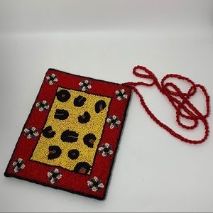 Barse Crossbody Beaded Purse Leopard Print Flowers